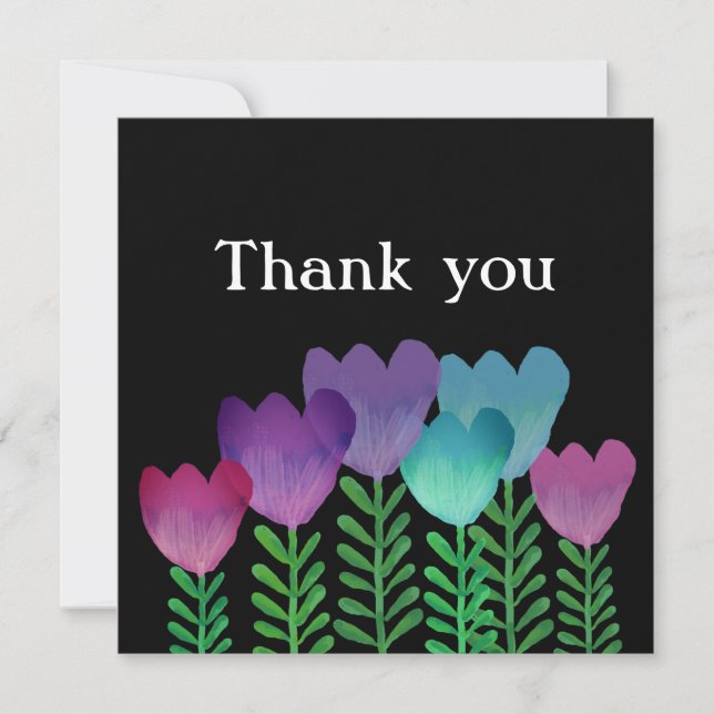 Cute Colourful Floral  Thank You Card (Front)