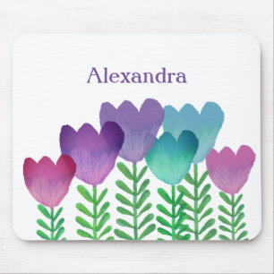 Cute Colourful Floral Watercolor Custom  Mouse Pad