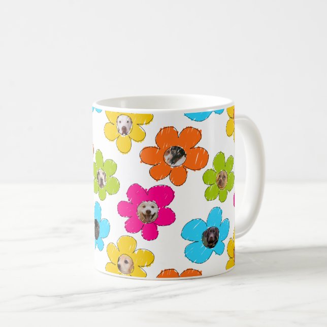 Cute colourful flower Dog Mum Fun Photo Collage  Coffee Mug (Front Right)