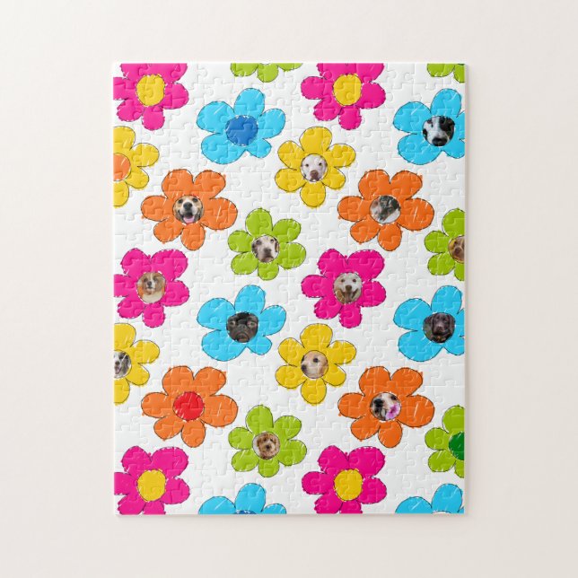 Cute colourful flower Dog Mum Fun Photo Collage  Jigsaw Puzzle (Vertical)