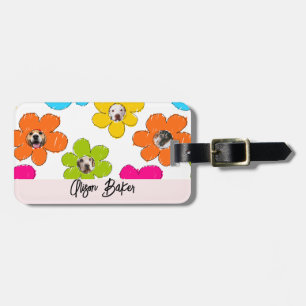 Cute colourful flower Dog Mum Fun Photo Collage  Luggage Tag