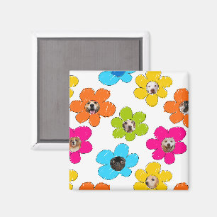 Cute colourful flower Dog Mum Fun Photo Collage  Magnet