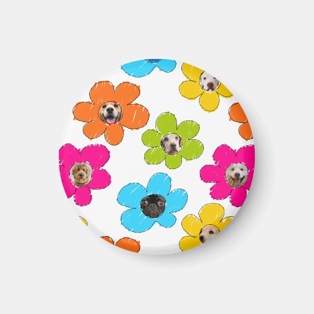 Cute colourful flower Dog Mum Fun Photo Collage  Magnet (Front)