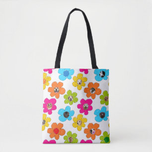 Cute colourful flower Dog Mum Fun Photo Collage Tote Bag