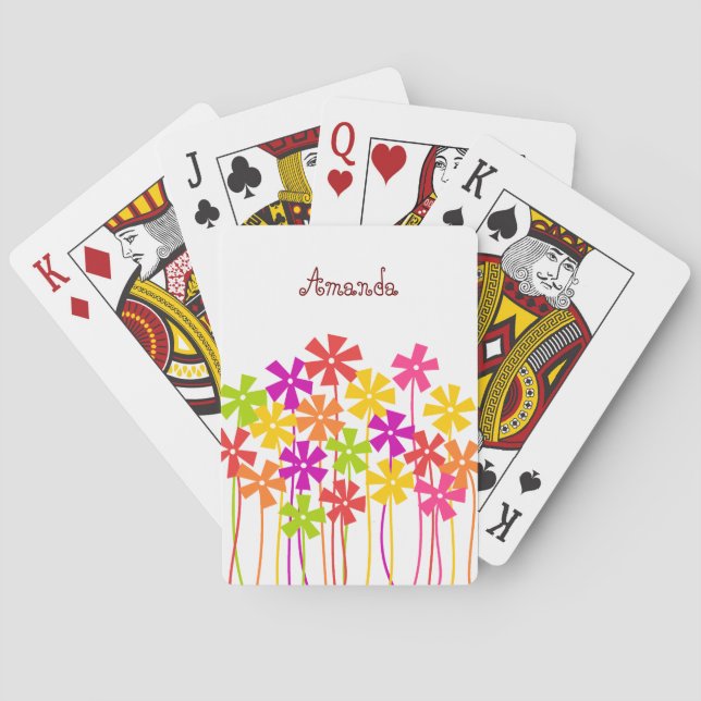 Cute colourful flower garden playing cards (Back)