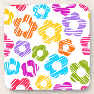 Cute colourful flower girly cheerful floral patter coaster