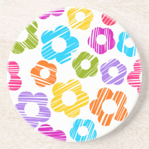 Cute colourful flower girly cheerful floral patter coaster