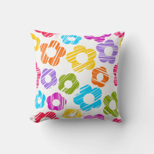 Cute colourful flower girly cheerful floral patter cushion