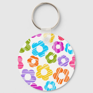 Cute colourful flower girly cheerful floral patter key ring