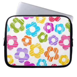 Cute colourful flower girly cheerful floral patter laptop sleeve