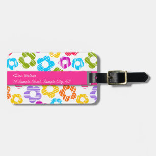 Cute colourful flower girly cheerful floral patter luggage tag