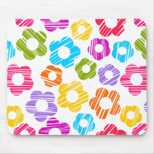 Cute colourful flower girly cheerful floral patter mouse pad