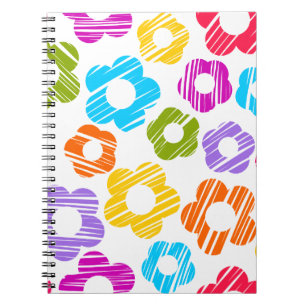 Cute colourful flower girly cheerful floral patter notebook
