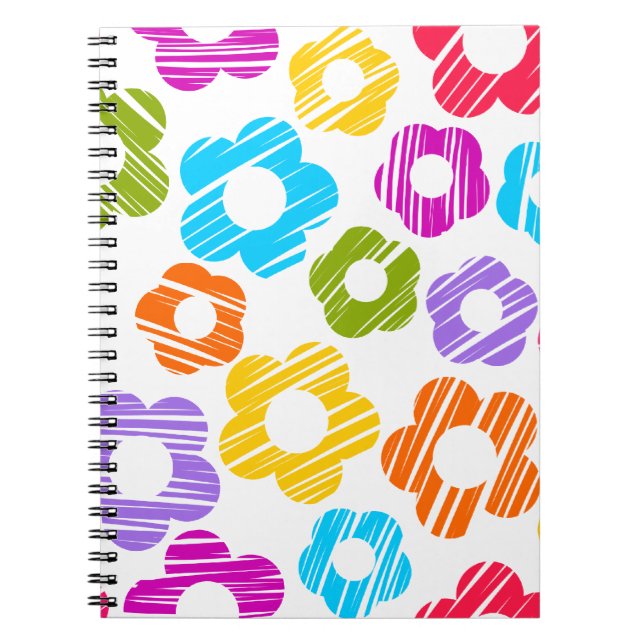 Cute colourful flower girly cheerful floral patter notebook (Front)