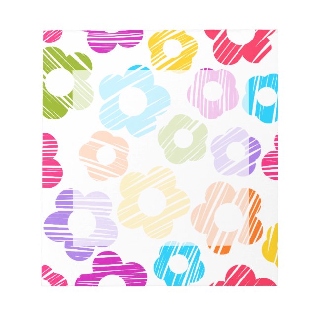 Cute colourful flower girly cheerful floral patter notepad (Front)