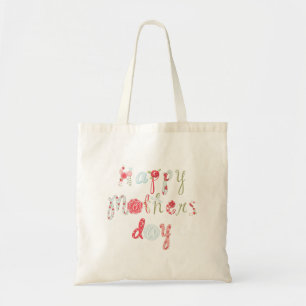 Cute Colourful Flower Letter-Happy Mothers Day Tote Bag