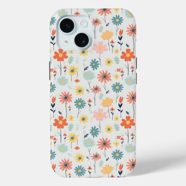 Cute Colourful Flower Pattern Case-Mate iPhone Case (Back)
