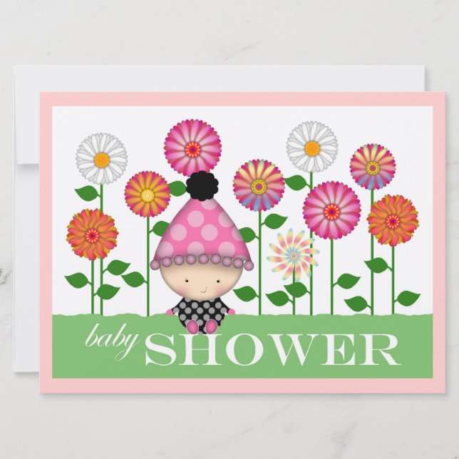 Cute Colourful Flowers and Baby Baby Shower Invitation (Front)