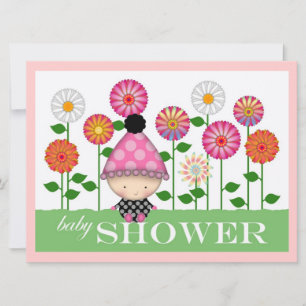 Cute Colourful Flowers and Baby Baby Shower Invitation