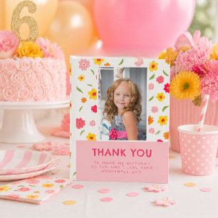 Cute Colourful Flowers Birthday Kids Girl Photo Postcard
