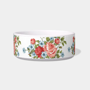 Cute Colourful Flowers Ceramic Pet Bowl