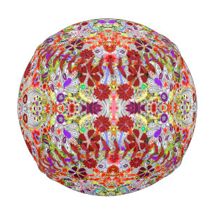 Cute colourful flowers collage design baseball