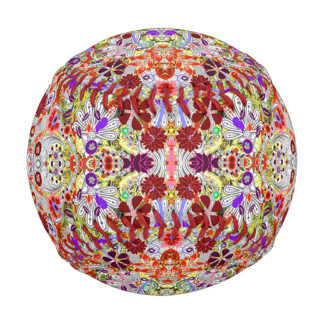 Cute colourful flowers collage design baseball (Back)