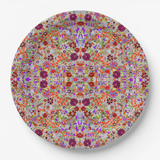 Cute colourful flowers collage design paper plate
