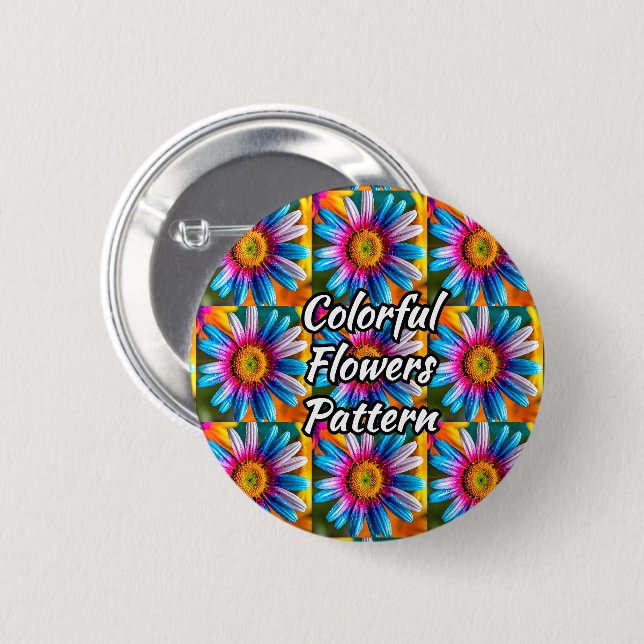 Cute Colourful Flowers Pattern 6 Cm Round Badge (Front & Back)