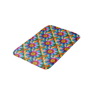 Cute Colourful Flowers Pattern Bath Mat