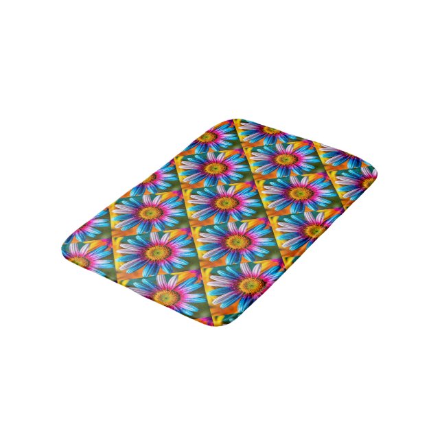 Cute Colourful Flowers Pattern Bath Mat (Angled)