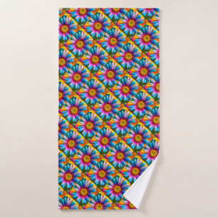 Cute Colourful Flowers Pattern Bath Towel