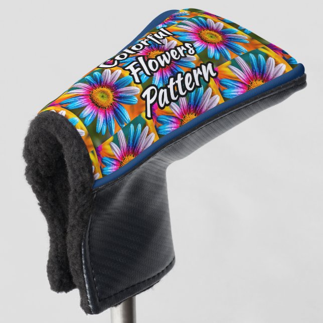 Cute Colourful Flowers Pattern Golf Head Cover (3/4 Front)