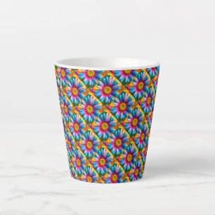 Cute Colourful Flowers Pattern Latte Mug