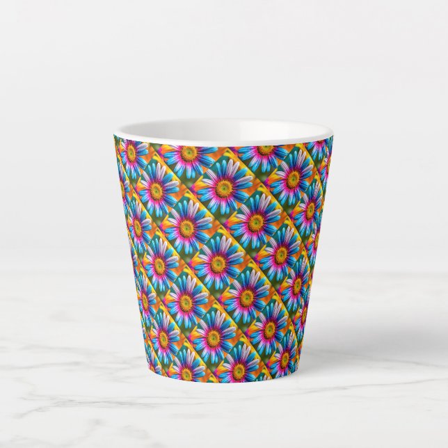 Cute Colourful Flowers Pattern Latte Mug (Front)