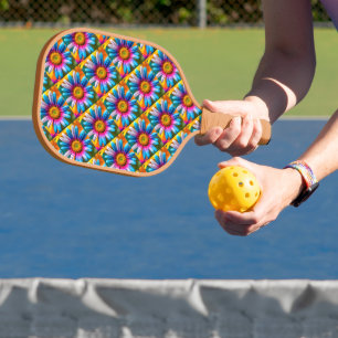 Cute Colourful Flowers Pattern Pickleball Paddle