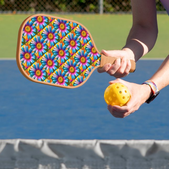 Cute Colourful Flowers Pattern Pickleball Paddle (Insitu)