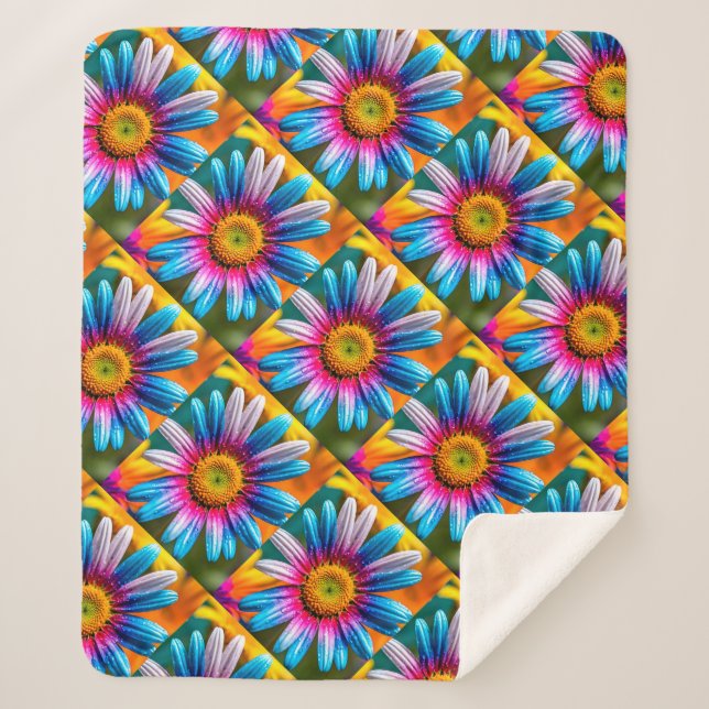 Cute Colourful Flowers Pattern Sherpa Blanket (Front)