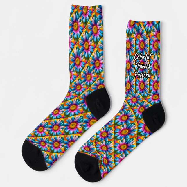 Cute Colourful Flowers Pattern Socks (Left)