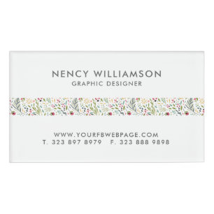 Cute Colourful Flowers Pattern Stripe Name Tag