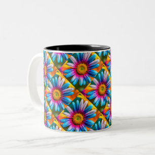 Cute Colourful Flowers Pattern Two-Tone Coffee Mug