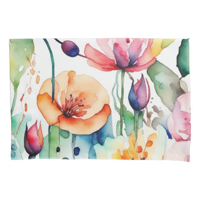 Cute colourful flowers pillowcase (Front)
