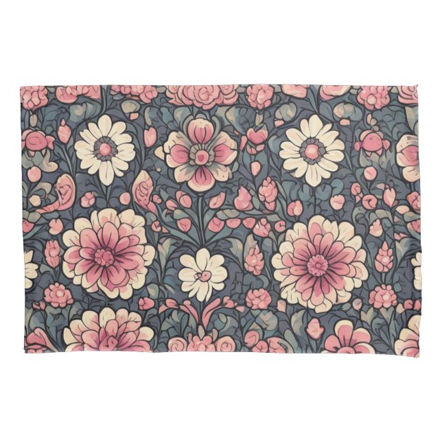 Cute colourful flowers pillowcase (Front)