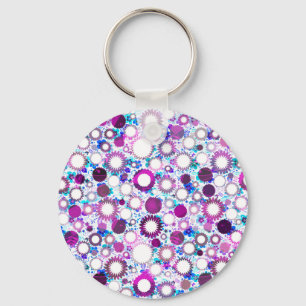 Cute colourful flowers suns patterns key ring