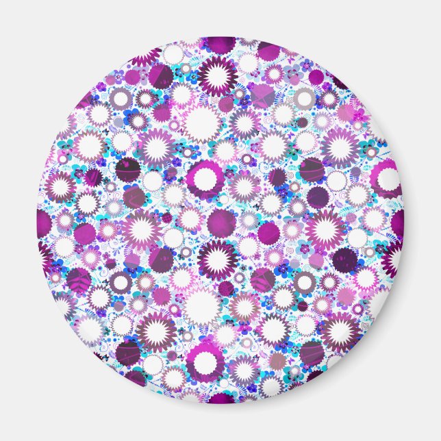 Cute colourful flowers suns patterns magnet (Front)