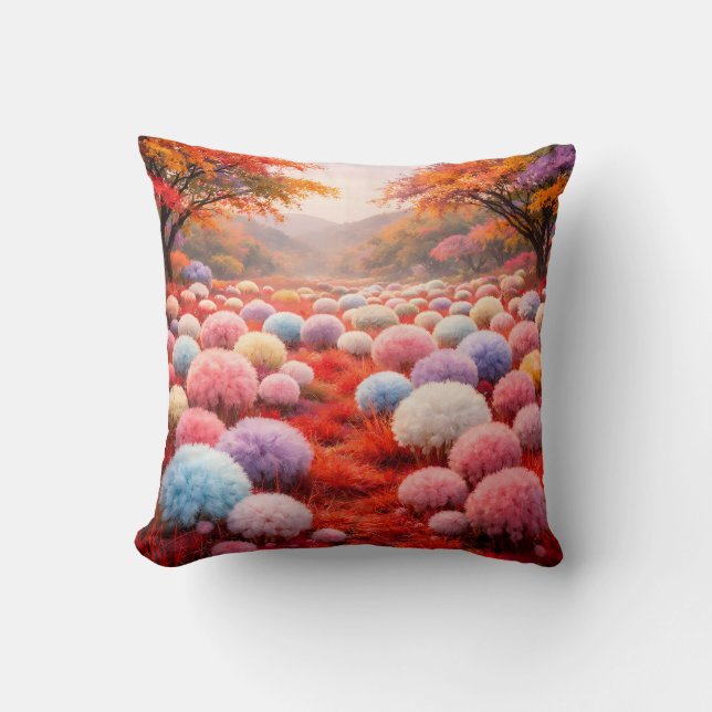 Cute Colourful Fluffy Forest Kids Pillow (Front)