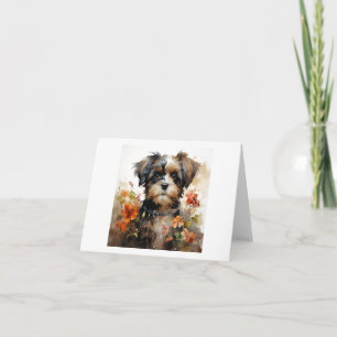 Cute Colourful Fluffy Puppy Dog BLANK Card