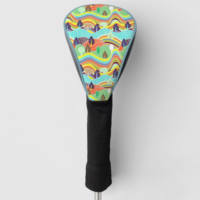 Cute colourful forest patterns golf head cover (Front)