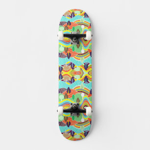 Cute colourful forest patterns skateboard