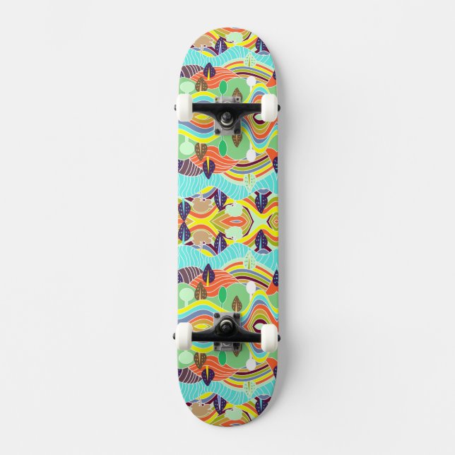 Cute colourful forest patterns skateboard (Front)
